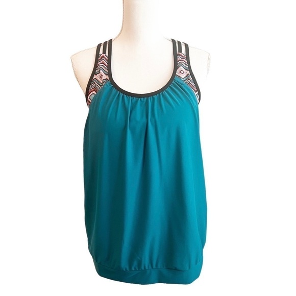 YONIQUE BLUE BLACK MULTICOLOR WOMEN SWIMSUIT TANKINI BRAND NEW SIZE LARGE - Picture 1 of 6